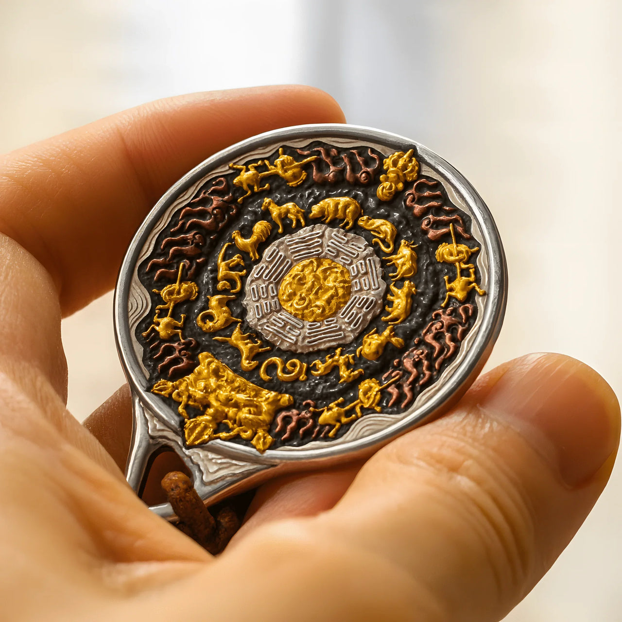 Iron-cut gilded meteorite jewelry collection — Tibetan-style gold inlay craft and engraved metalwork