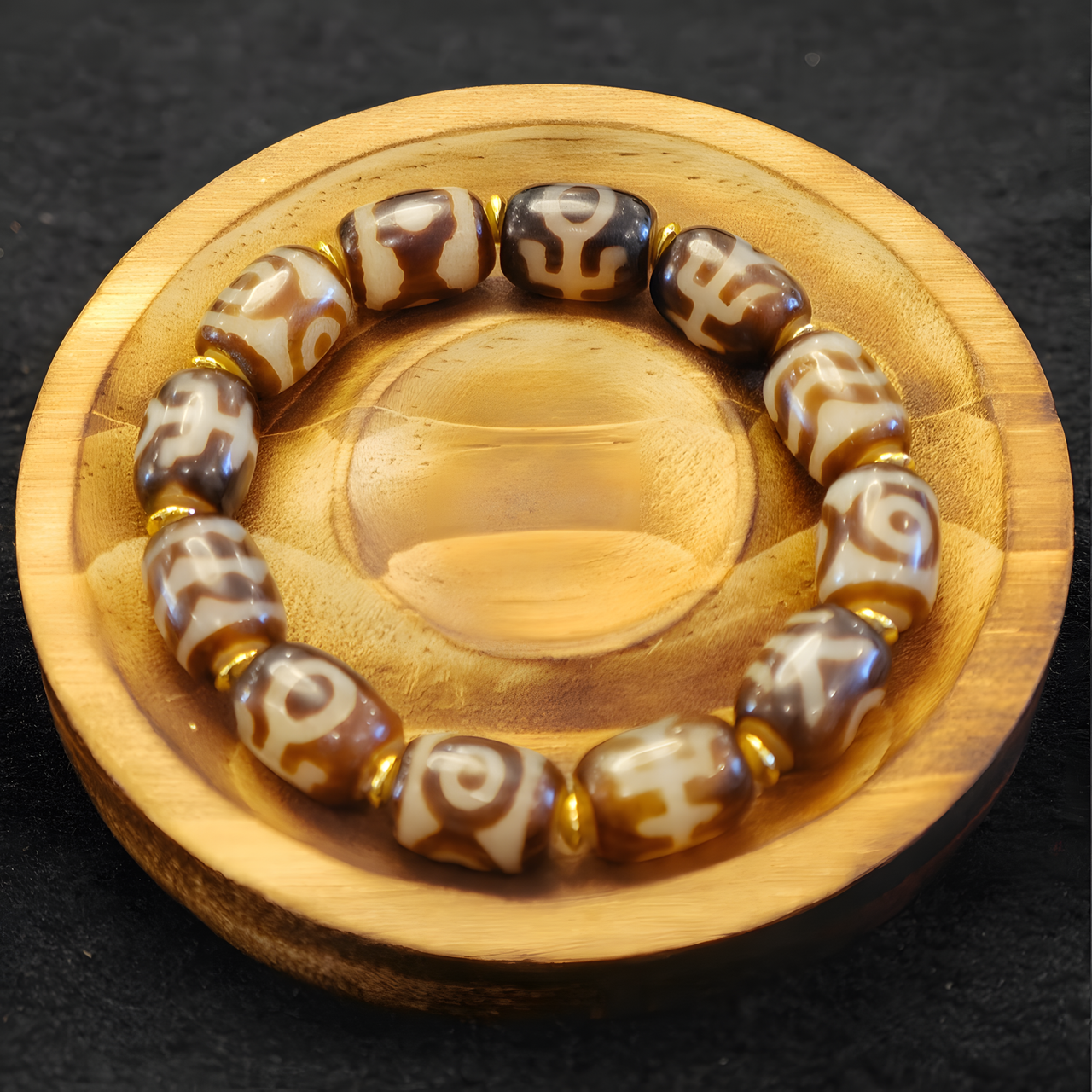 Tibetan Natural Agate Dzi Bracelet — 5A Nude/Beige “Multi-Treasure”