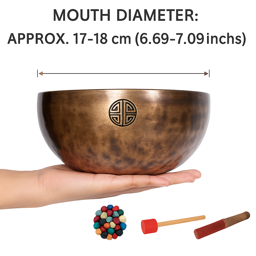 Handcrafted Himalayan  Copper Singing Bowl for Meditation & Sound Healing (17-18 cm/6.69-7.09 inches)