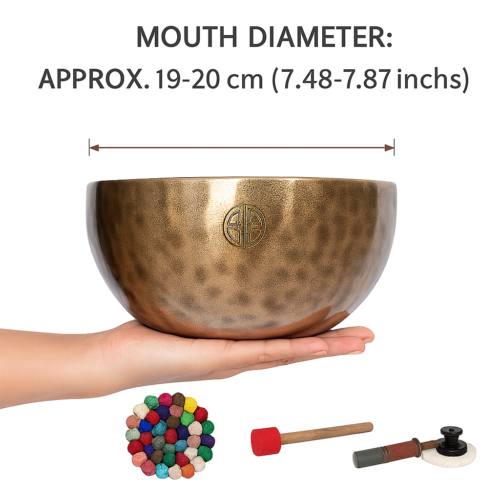 Handcrafted Himalayan Copper Singing Bowl for Meditation & Sound Healing (19-20 cm/7.48-7.87 inches)