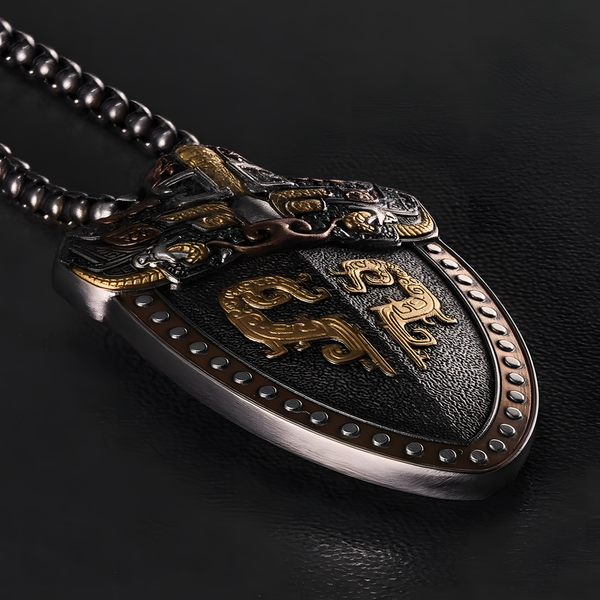 Handmade Iron-Cut Gilded Meteorite Pendant | Bronze Pattern