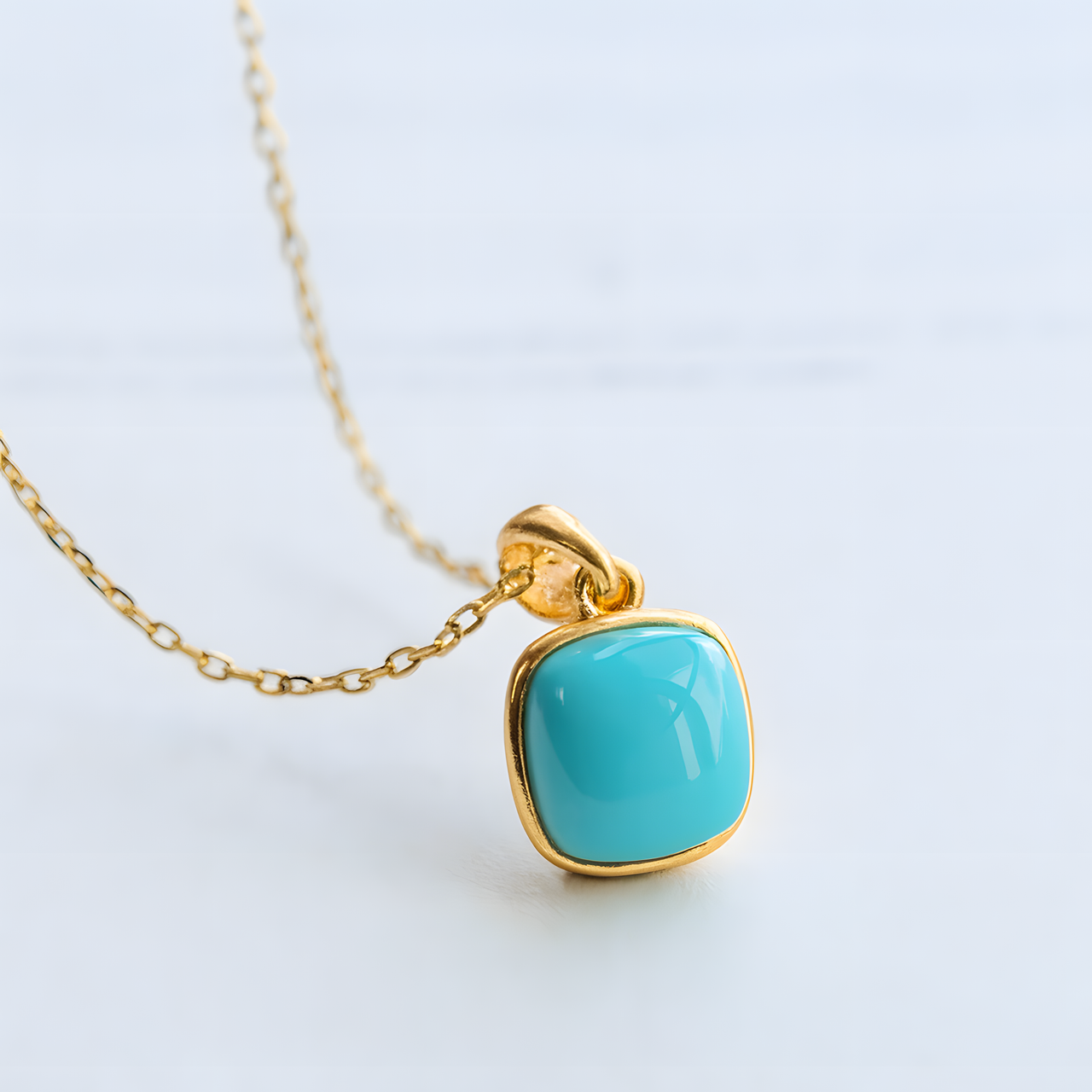 Gold-Plated 925 Sterling Silver Himalayan Turquoise Necklace