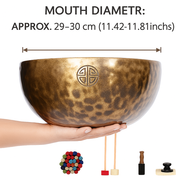 Handcrafted Himalayan Copper Singing Bowl for Meditation & Sound Healing (29-30 cm/11.42-11.81 inches)