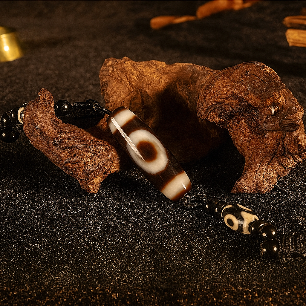 Heaven-Earth One-Eyed Dzi Bead – 1.5 inches (38mm) (Blessing of Clarity & Wisdom)