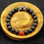 3A Black Warrior Agate Three-Eyed Himalayan Dzi Bracelet – Wealth & Abundance