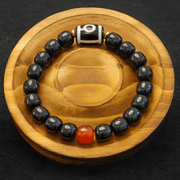 3A Black Warrior Agate Two - Eyed Himalayan Dzi Bracelet – Love & Relationship Harmony (Emotional Shield) - Himalayan Whisper
