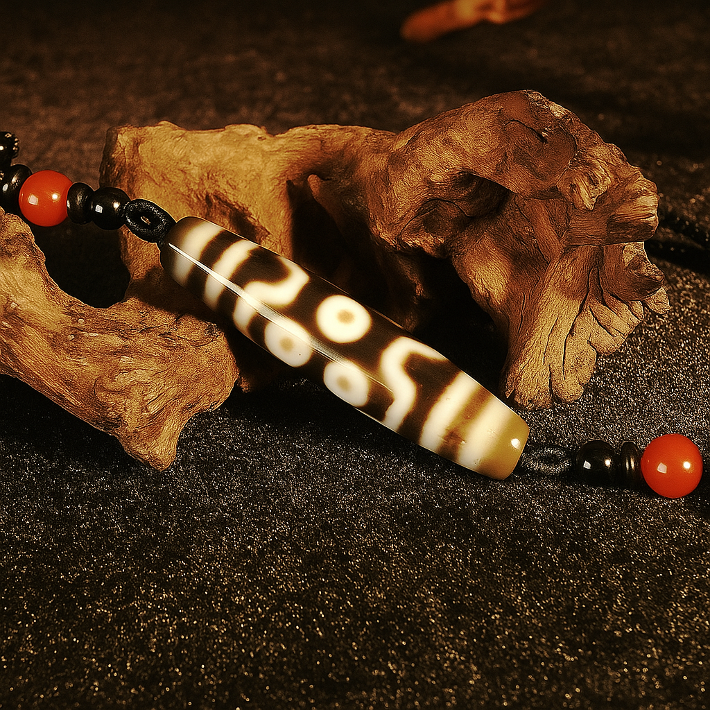 Seven-Eyed Dzi Bead – 2.28 inch (58mm) (Blessing of Luck in Challenging Times)