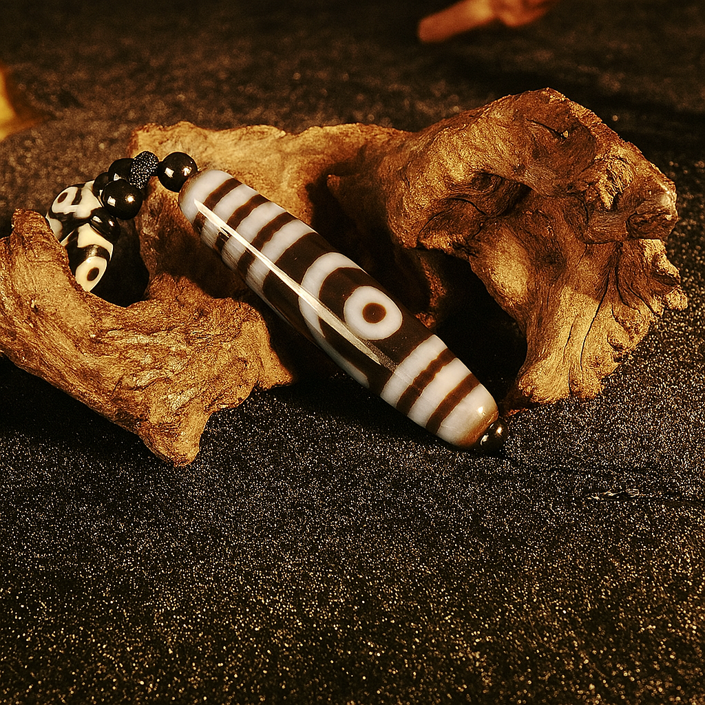 Two-Eyed Dzi Bead – 2.28 inch (58mm) (Blessing of Love & Relationship Harmony)