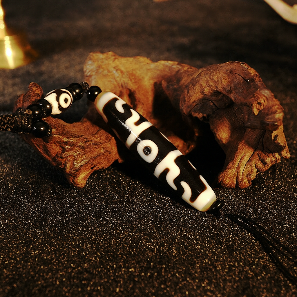 Padmasambhava Three-Eyed Dzi Bead –2.28 inch (58mm) (Blessing of Wealth & Abundance)