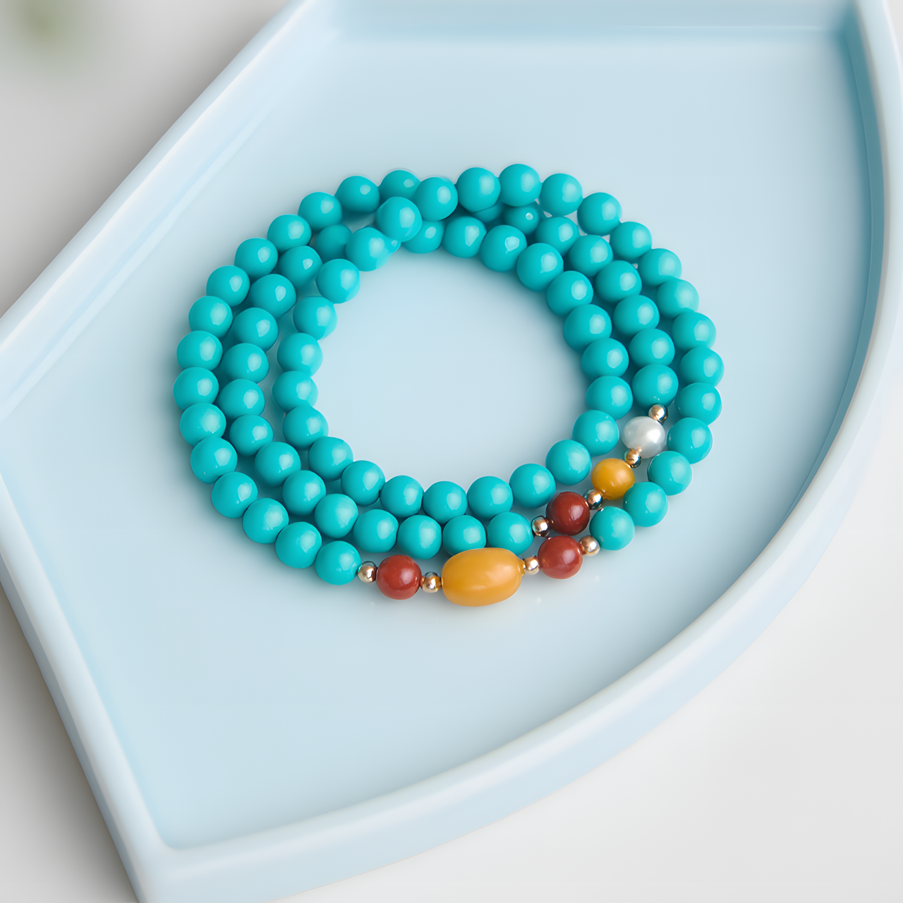 Himalayan Blue Turquoise Bracelet — Triple Wrap Edition