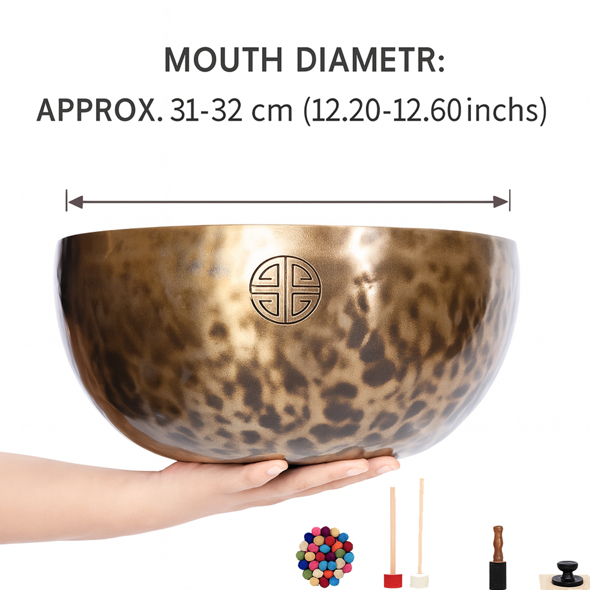 Handcrafted Himalayan Copper Singing Bowl for Meditation & Sound Healing (31-32 cm/12.2-12.60 inches)