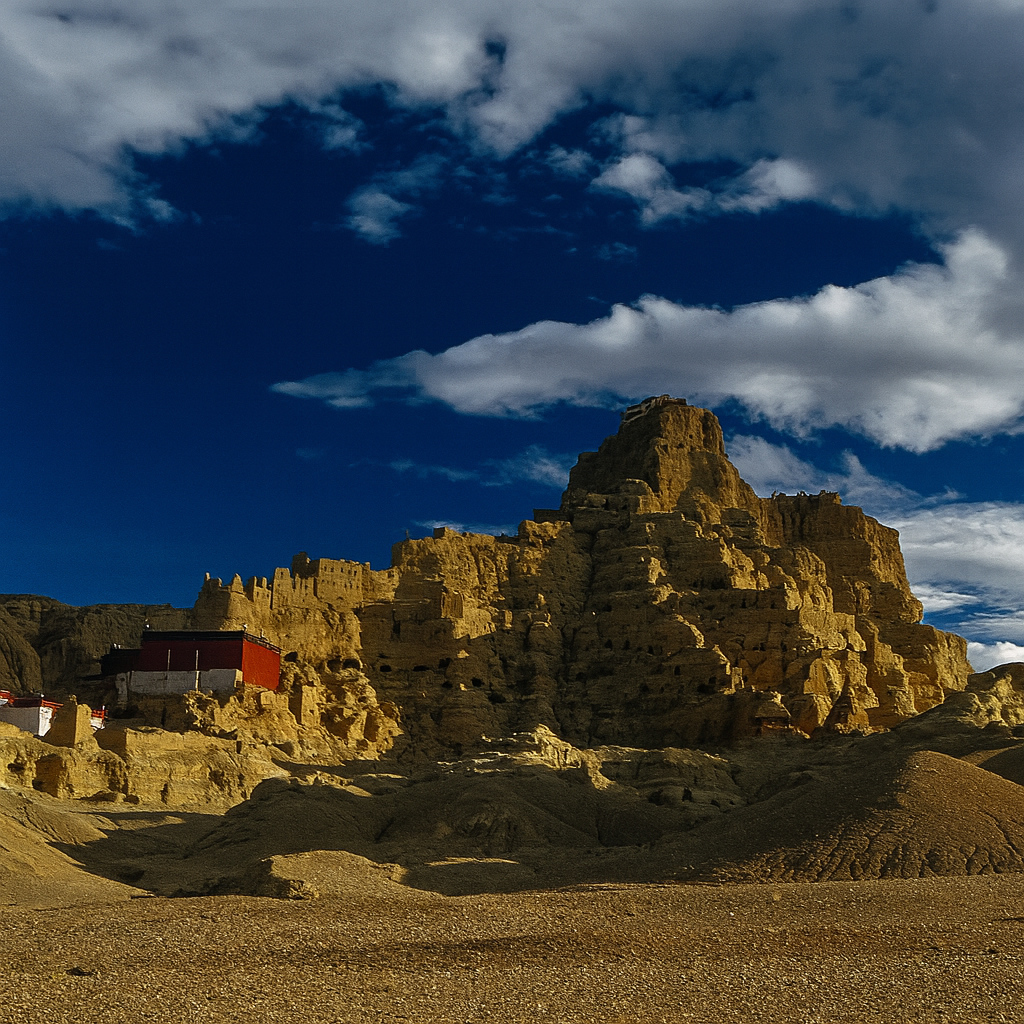 Ancient cliffside ruins of the Guge Kingdom in Tibet