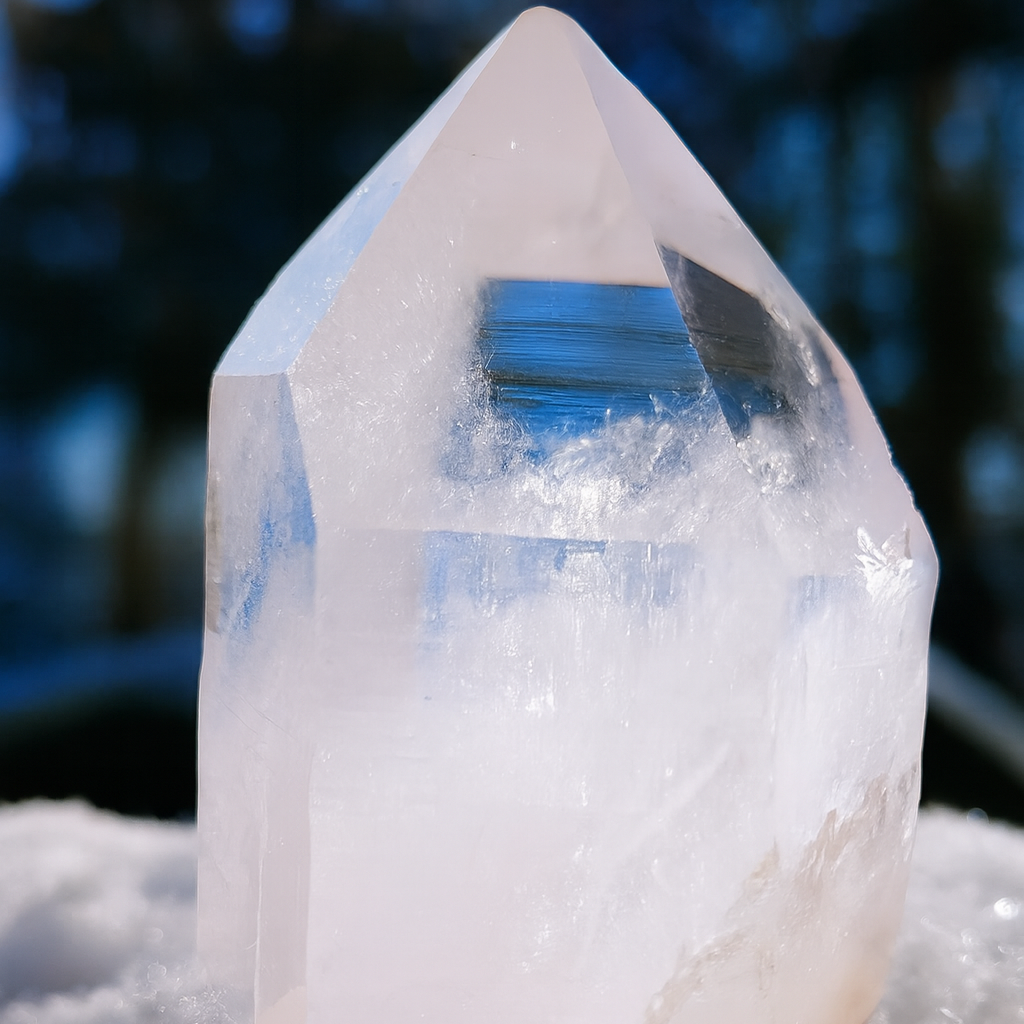 High-clarity raw Himalayan crystal with subtle internal fractures and natural formation patterns