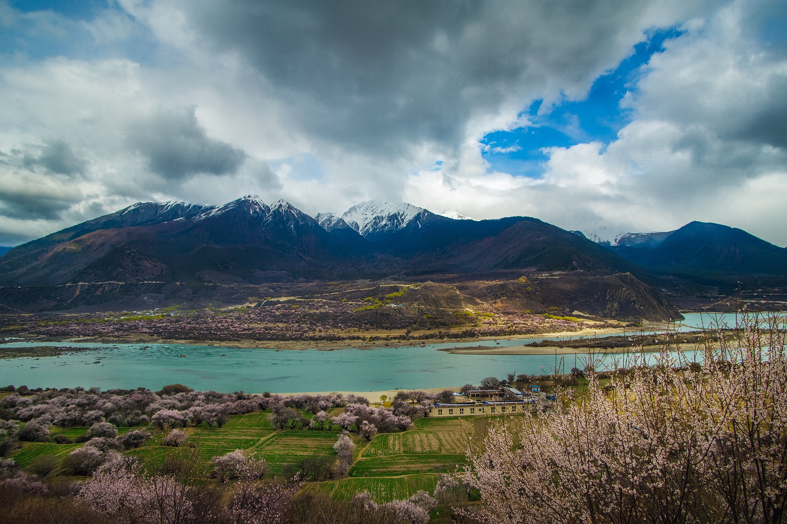 Himalayan cliffs rising above the Yarlung Tsangpo river valley