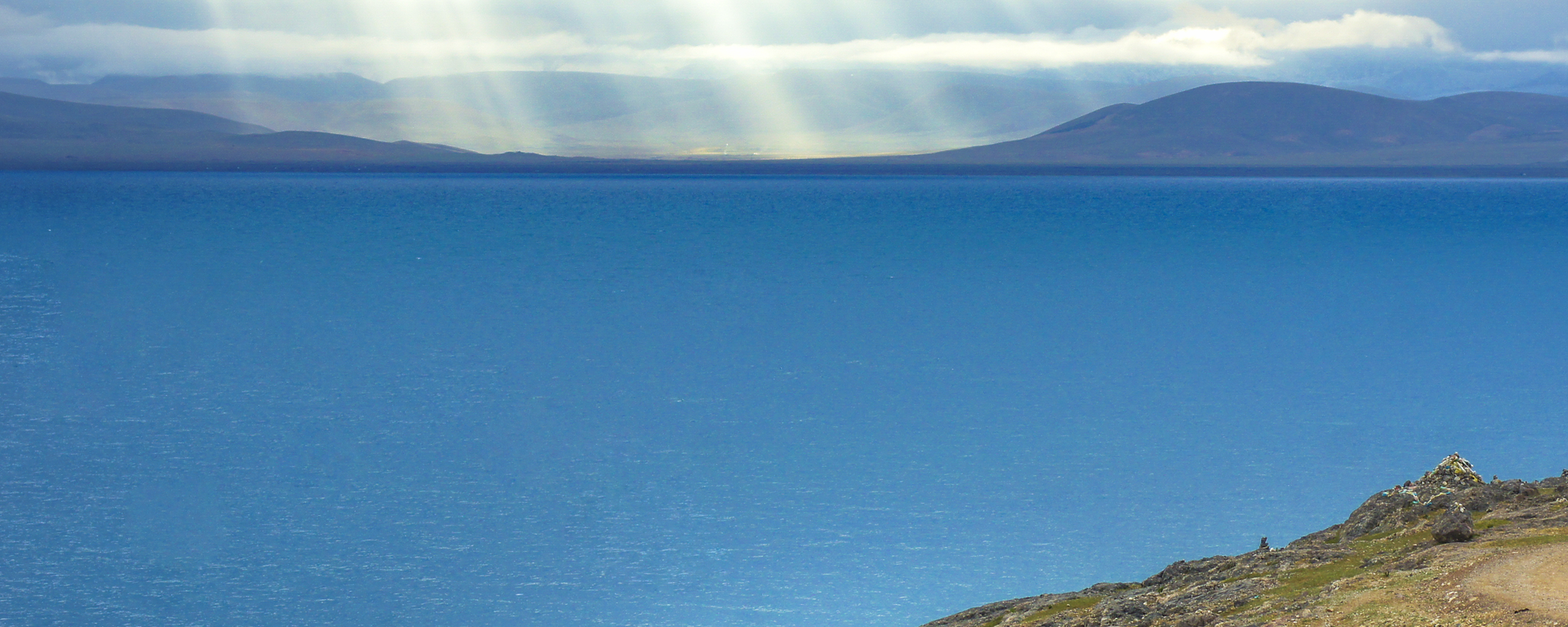 Lake Manasarovar high-altitude sacred lake in Tibet with clear blue waters
