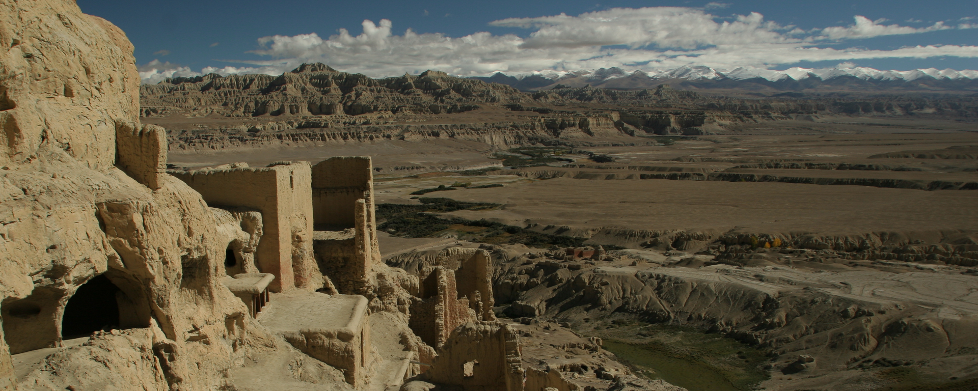 Ruins of the Guge Kingdom in western Tibet with desert cliffs and ancient structures