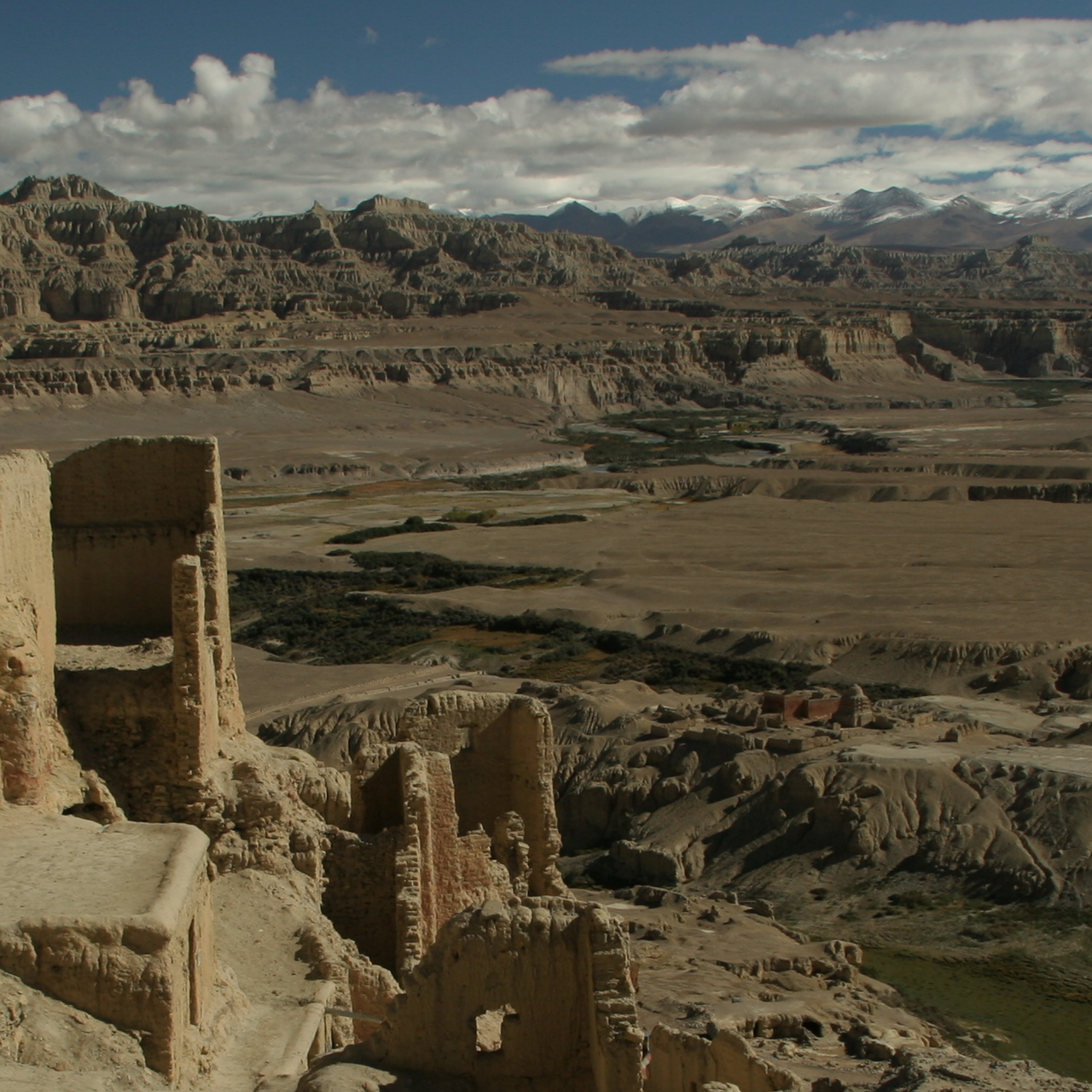 Ruins of the Guge Kingdom in western Tibet with desert cliffs and ancient structures