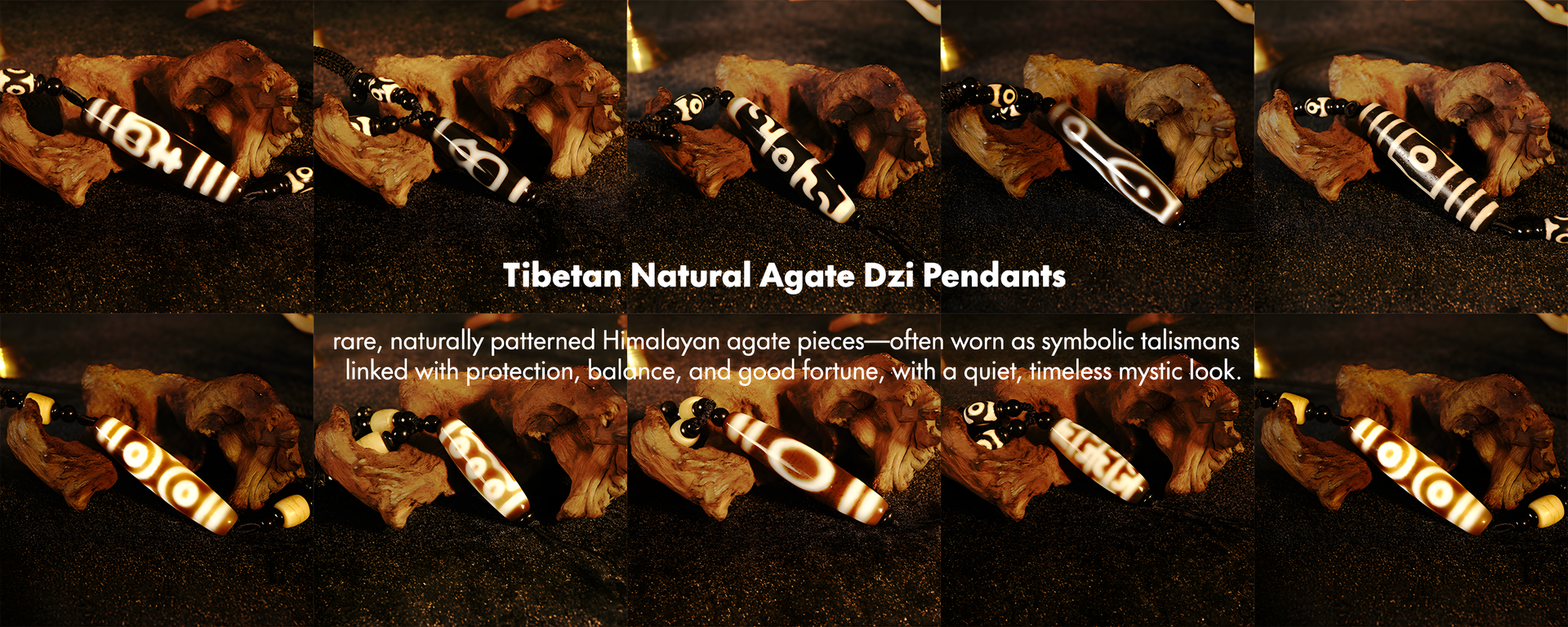 Tibetan natural agate Dzi pendants made from Himalayan patterned agate