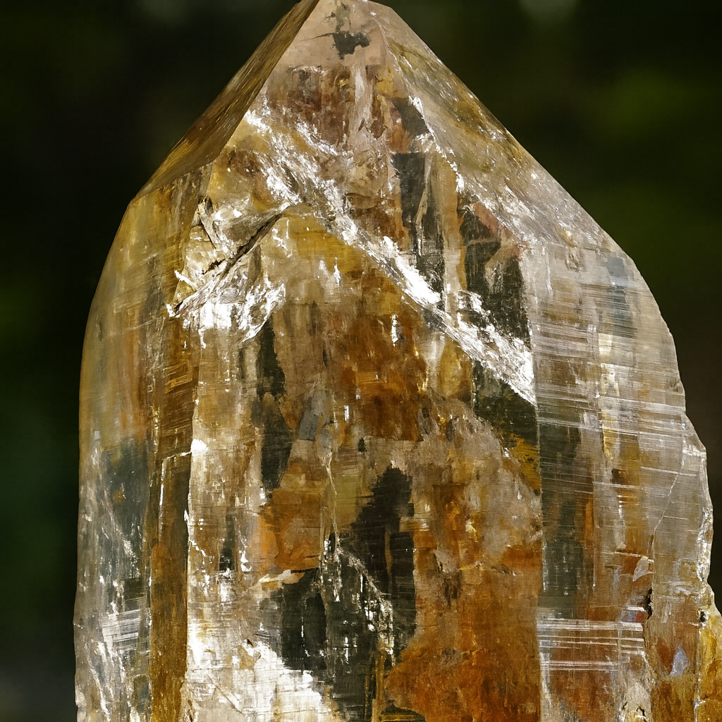 Unpolished Himalayan quartz rough specimen on neutral background showing raw mineral edges
