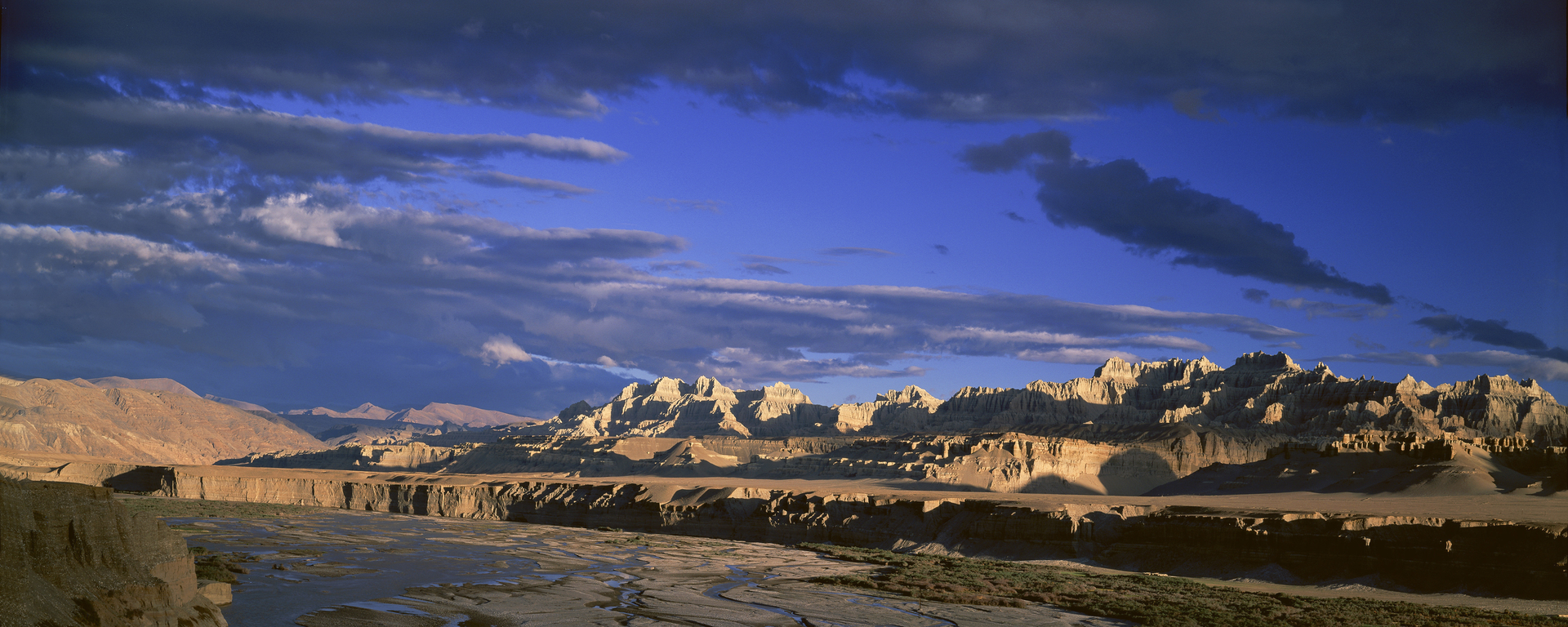 Zhada Earth Forest landscape in western Tibet with eroded rock formations and river valley