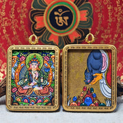 Akasagarbha “Void Treasury” Thangka Pendant –For people born in Ox or Tiger years 3.5×4.5cm–Design#1 - Himalayan Whisper -