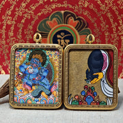 Black Wealth Guardian Himalayan Thangka Pendant Necklace (4×5 cm / 1.57×1.97") - Himalayan Whisper -