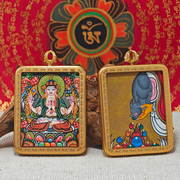 Four - Armed Avalokiteshvara Thangka Pendant – For people born in Rat Year (3.5×4.5cm / 1.38×1.77") – Design 1