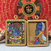 Fudō Myōō Zodiac Guardian Thangka Pendant – For people born in Rooster Year (3.5×4.5cm) – Design #1 - Himalayan Whisper -