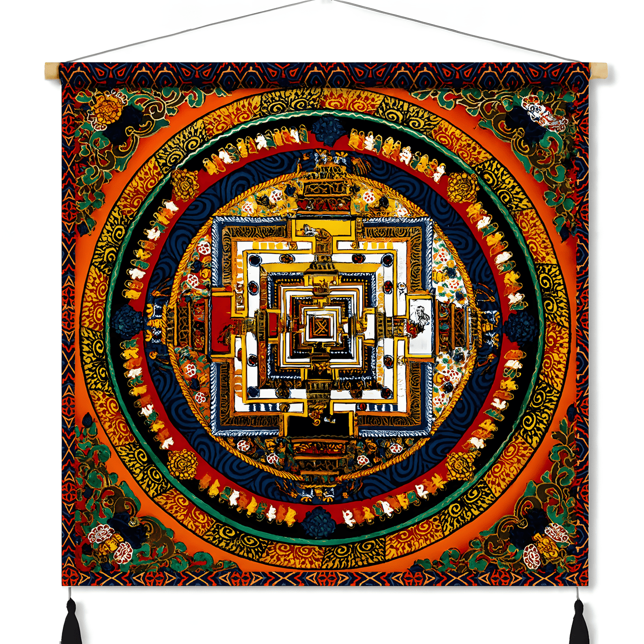 Himalayan Mandala Tapestry Wall Hanging — Thick Plush Velvet, Calm - Focus Decor  Design14 - Himalayan Whisper - 