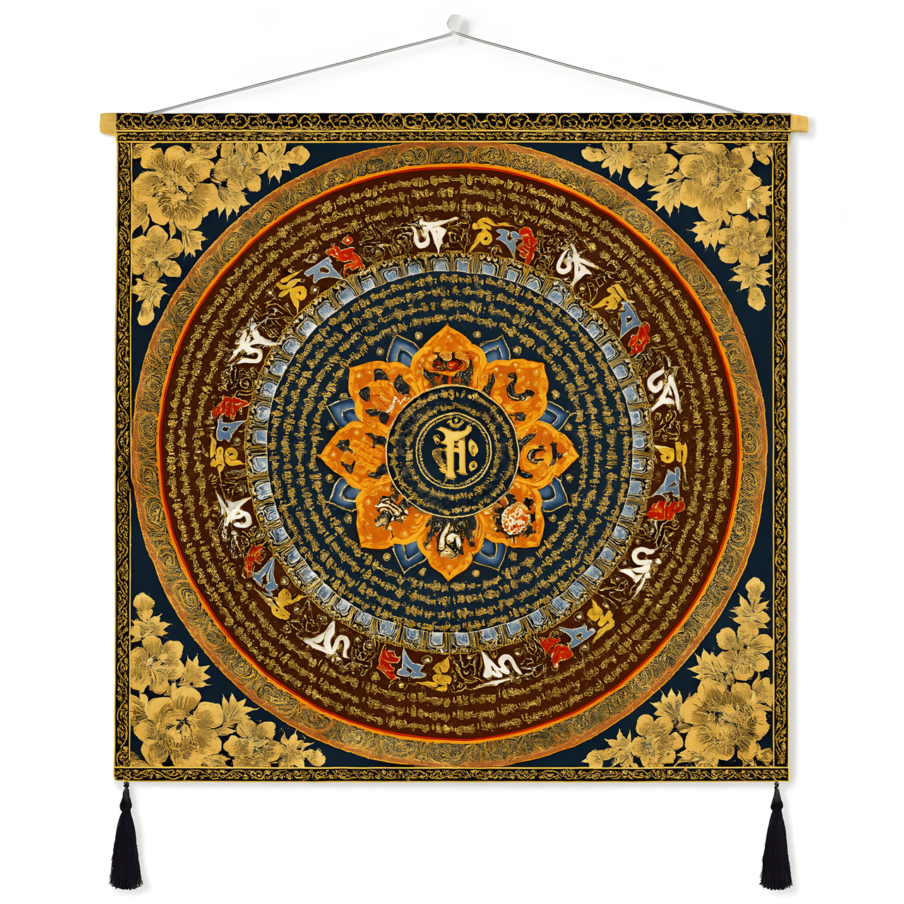 Himalayan Mandala Tapestry Wall Hanging — Thick Plush Velvet, Calm - Focus Decor  Design3 - Himalayan Whisper - 