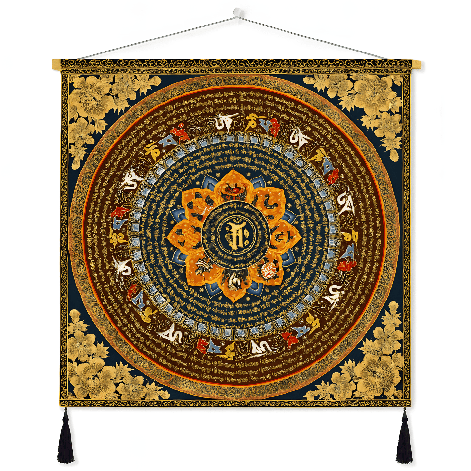 Himalayan Mandala Tapestry Wall Hanging — Thick Plush Velvet, Calm - Focus Decor  Design3 - Himalayan Whisper - 