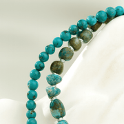 Himalayan Turquoise Charm Bracelet – Ocean-Sky Blue, Ink-Wash Veins - Himalayan Whisper -