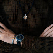 Ksitigarbha Round Thangka Pendant Necklace (Unisex) – Meteor Iron + 24K Heritage Goldwork (25mm)