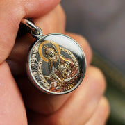 Lotus - Born Master Meteor Iron Thangka Pendant Necklace (Unisex) – Heritage Iron - Cut Goldwork + 24K Details (25mm)