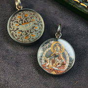 Lotus - Born Master Meteor Iron Thangka Pendant Necklace (Unisex) – Heritage Iron - Cut Goldwork + 24K Details (25mm)