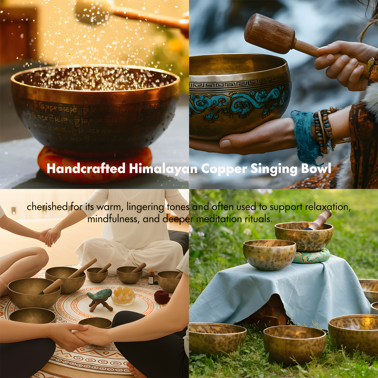 Handcrafted Himalayan copper singing bowl used for meditation and sound rituals