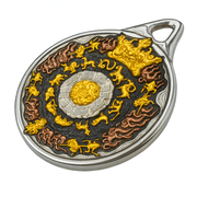 Russian Meteor Iron Bagua Pendant — Nine Palaces • Eight Trigrams (Heritage Gold - Inlay, 43mm) - Himalayan Whisper - 