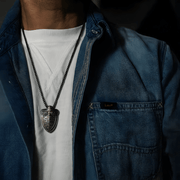 Russian Meteor Iron Totem Pendant — Hand - Carved Taotie & Dragon, 24K Gold Inlay (Unisex) - Himalayan Whisper - 