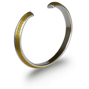 Russian Meteorite Cuff Bracelet — Three Realms Vajra Motif, 24K Gold Inlay (Unisex) - Himalayan Whisper - 