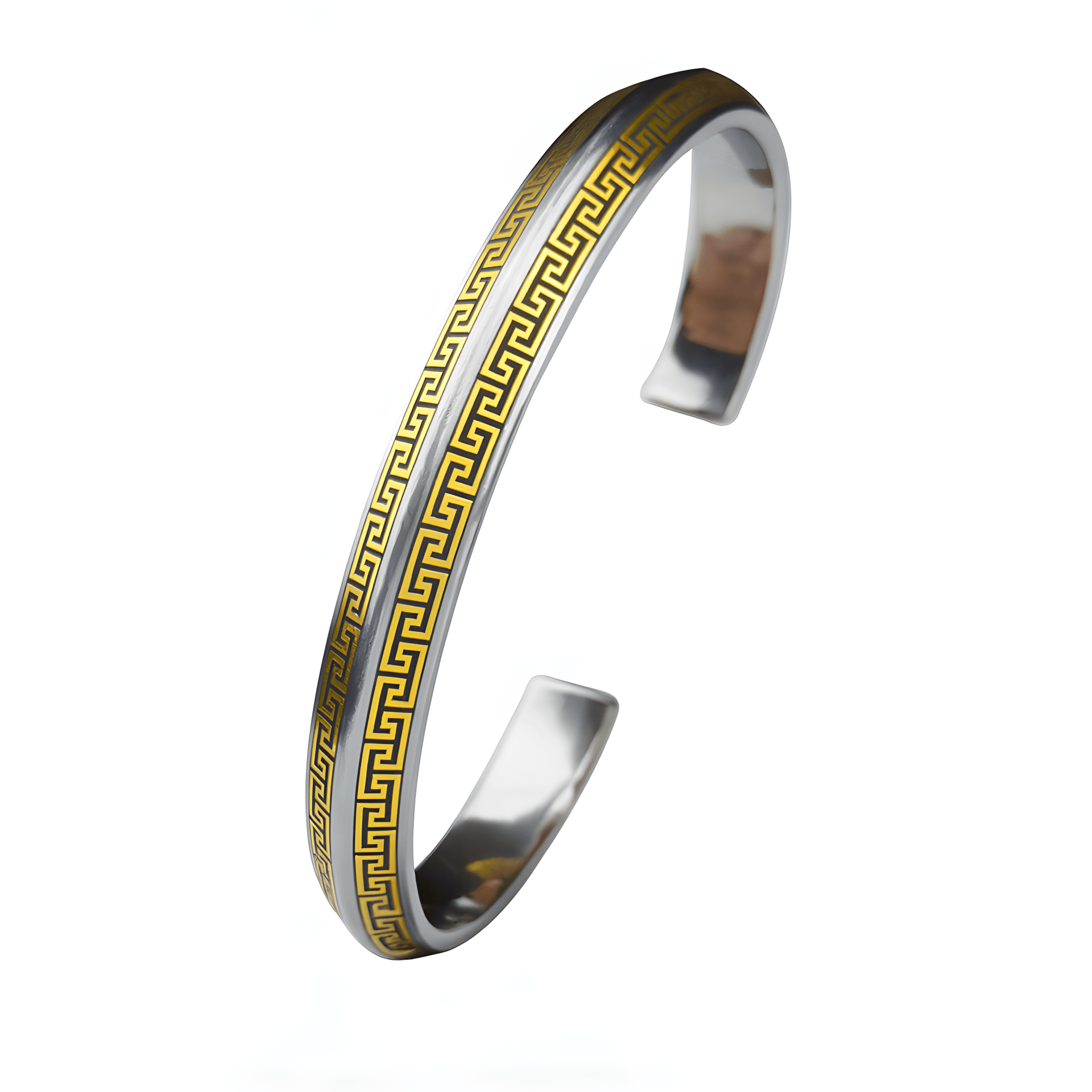 Russian Meteorite Cuff Bracelet — Three Realms Vajra Motif, 24K Gold Inlay (Unisex) - Himalayan Whisper - 