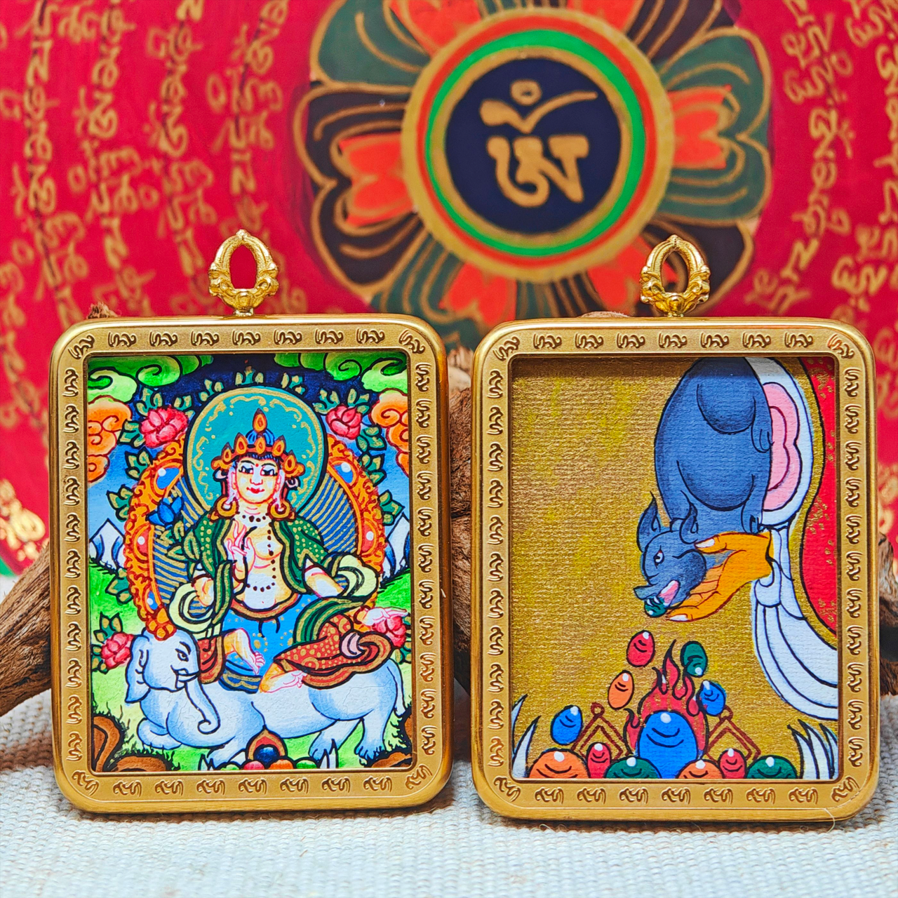 Samantabhadra Guardian Zodiac Himalayan Thangka Pendant Necklace For people born in Dragon & Snake Year