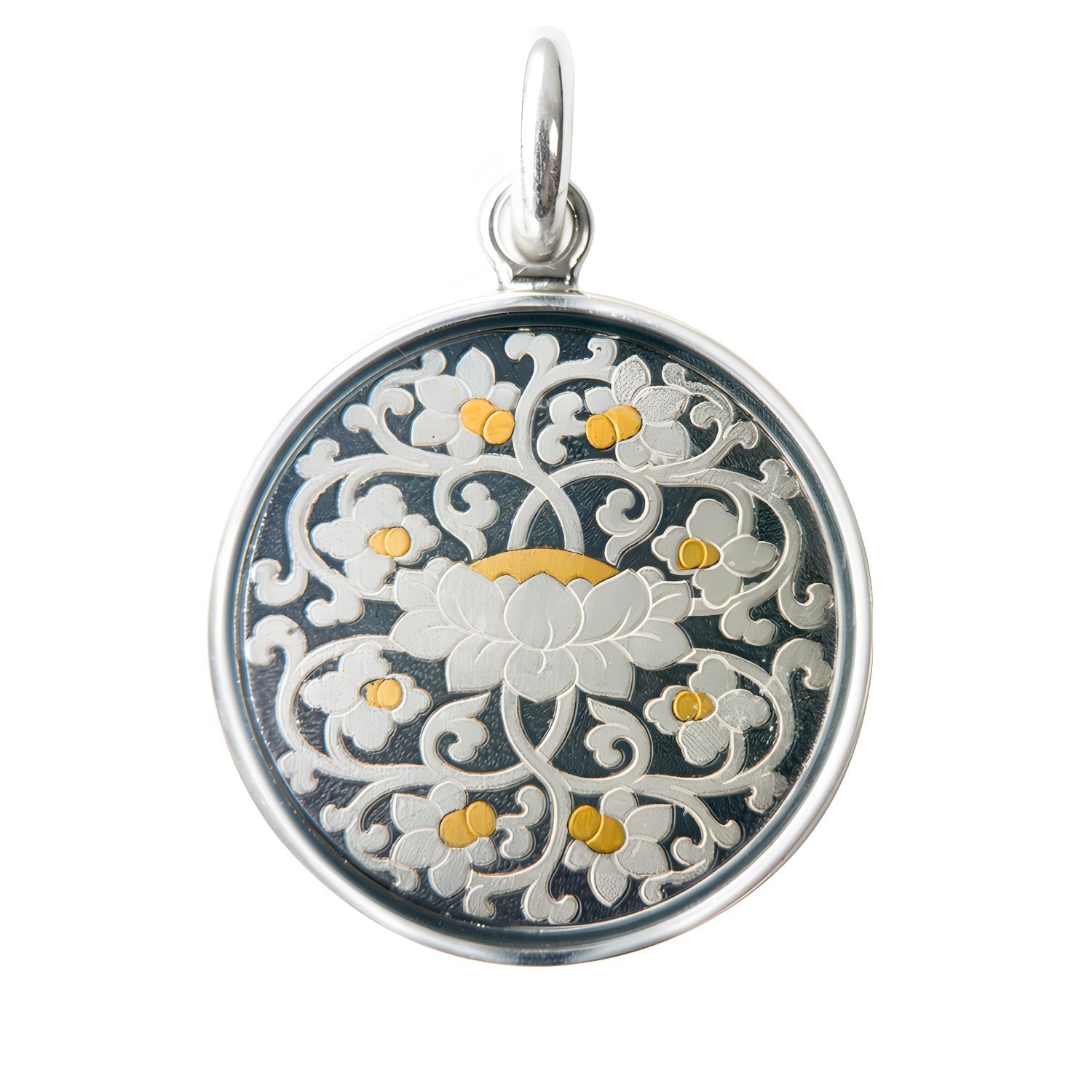 Samantabhadra Thangka Meteorite Pendant Necklace – Heritage Iron - Cut Gilding, 24K Gold Inlay (25mm) - Himalayan Whisper - 