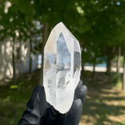 Specimen-grade Himalayan clear quartz rough crystal with natural formation and high transparency
