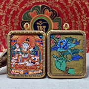 Vajrasattva Tangka Pendant – “Energy Reset” (4×5cm / 1.57×1.97") – Design 1 - Himalayan Whisper -