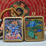 White Mahakala Thangka Pendant – Prosperity Protector (4×5cm / 1.57×1.97") – Design 1 - Himalayan Whisper - 