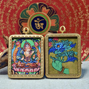 White Tara Tangka Pendant – Blessings & Long Life (3.5×4.5cm / 1.38×1.77") – Design 1 - Himalayan Whisper -