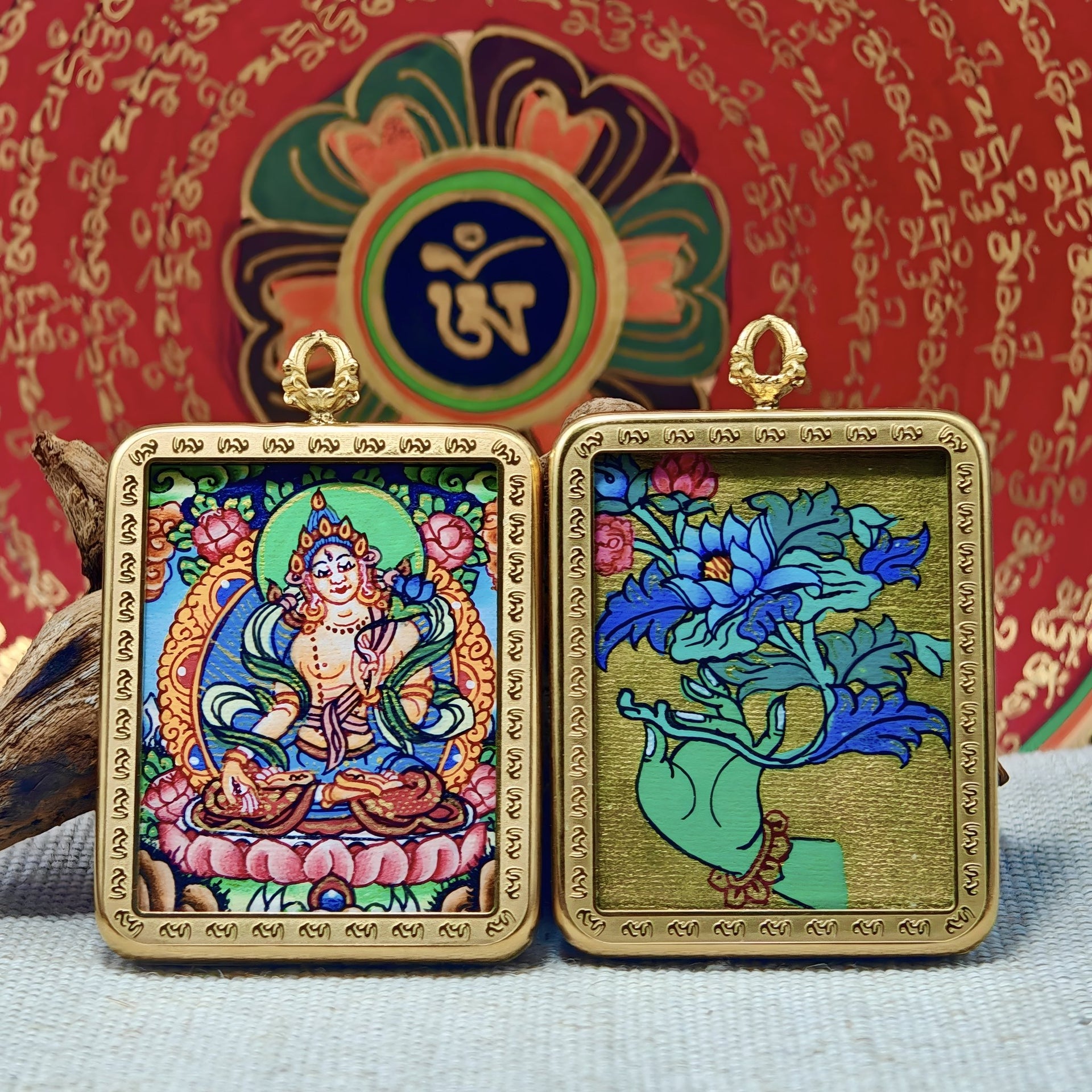 White Tara Tangka Pendant – Blessings & Long Life (3.5×4.5cm / 1.38×1.77") – Design 1 - Himalayan Whisper -