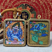 Yamantaka Thangka Pendant – “Great Destroyer of Fear” Power Guardian (4×5cm / 1.57×1.97") – Design 1 - Himalayan Whisper - 