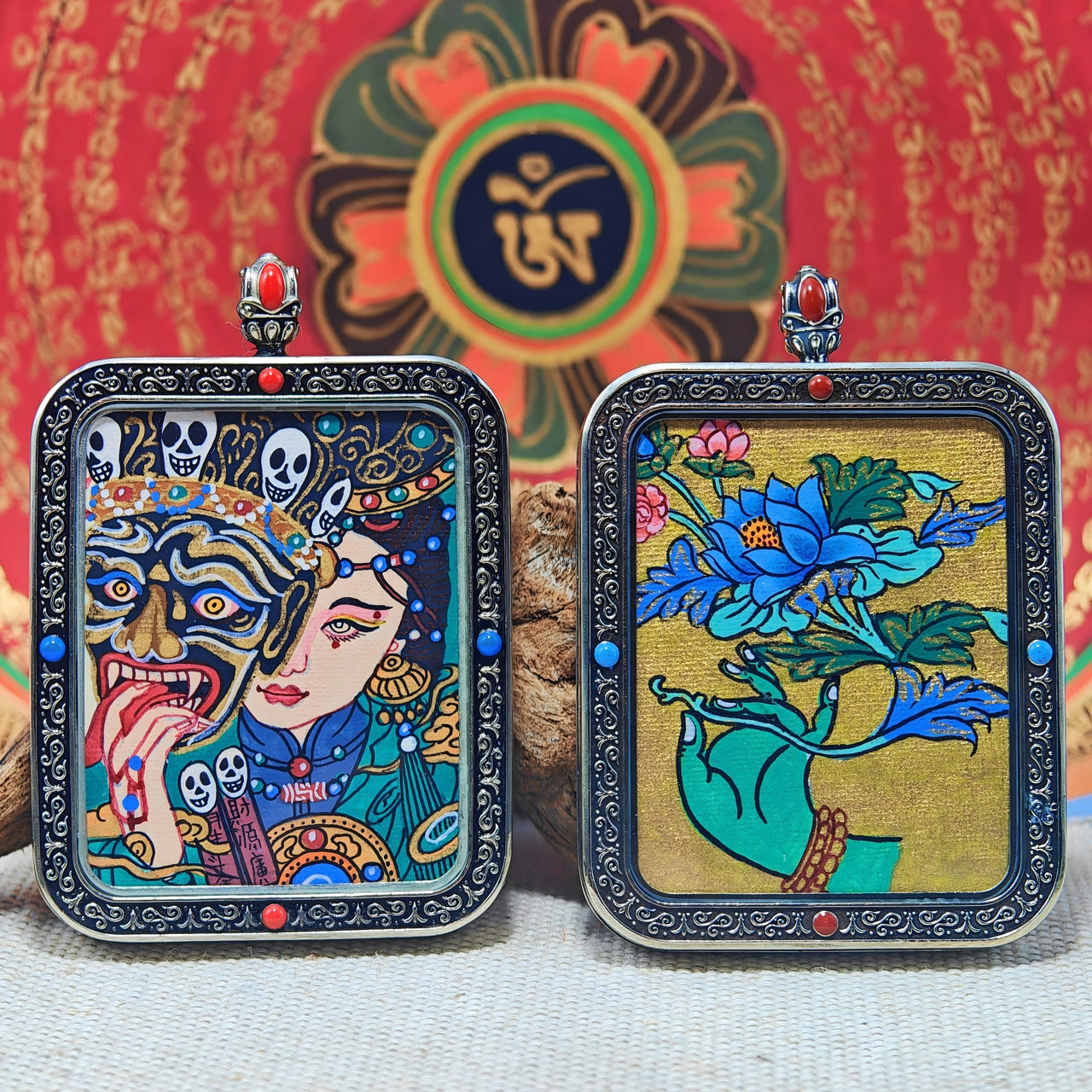 Zajiram Thangka Pendant – “Past & Present” Reincarnation Compass  – Design 2 - Himalayan Whisper - 